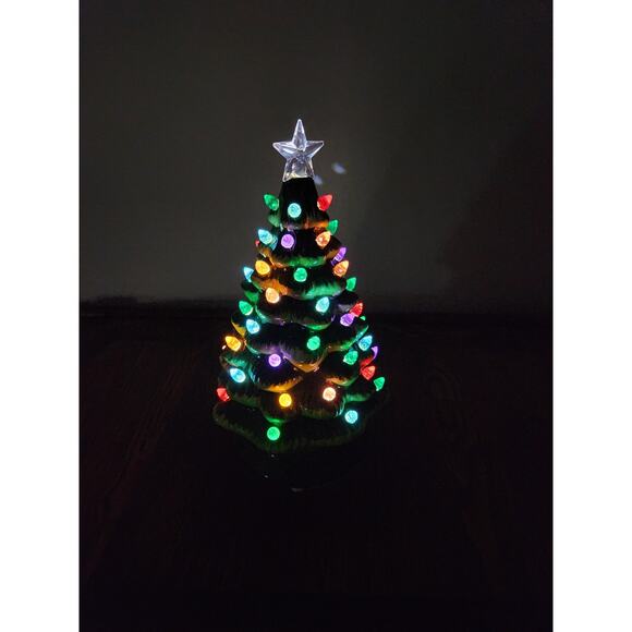 Christmas Is Forever Ceramic Green Light Up Christmas Tree (7.5 In/Multicolor) - Picture 5 of 5